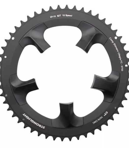 Plateau route 5bra 52dts d.110 compact extérieur type SHIMANO ultegra 6750 noir ct2 STRONGLIGHT 10v.